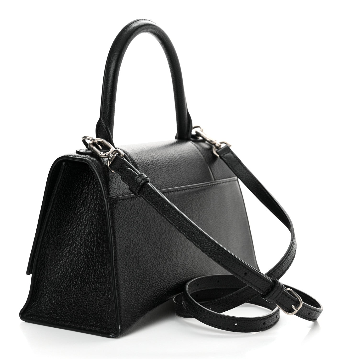 Balenciaga Grained Calfskin Small Hourglass Top Handle Bag Black 3 of 11
