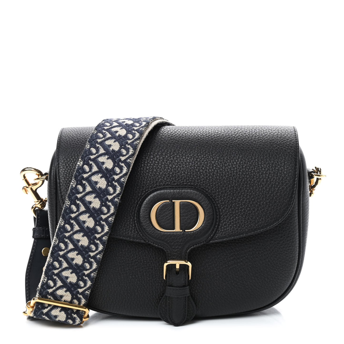 Grained Calfskin Large Bobby Flap Black