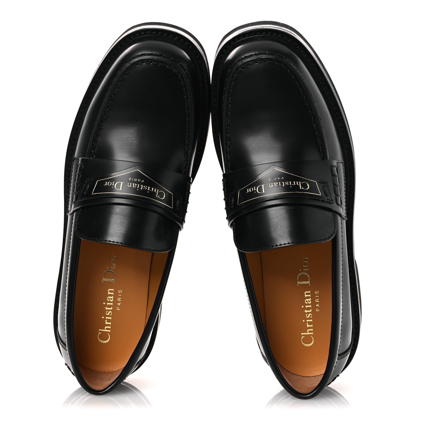 Brushed Calfskin Boy Platform Loafers 35.5 Black