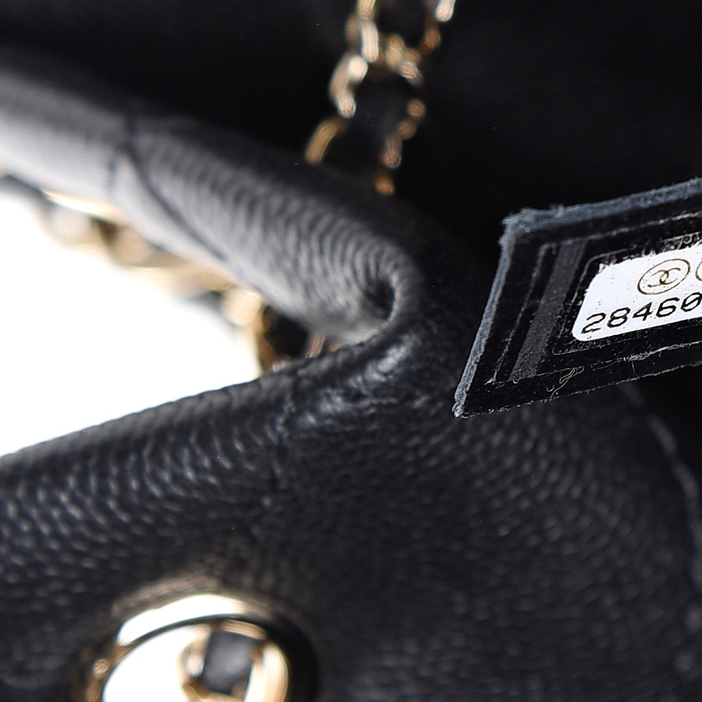 Caviar Quilted Large Rolled Up Bucket Drawstring Bag Black