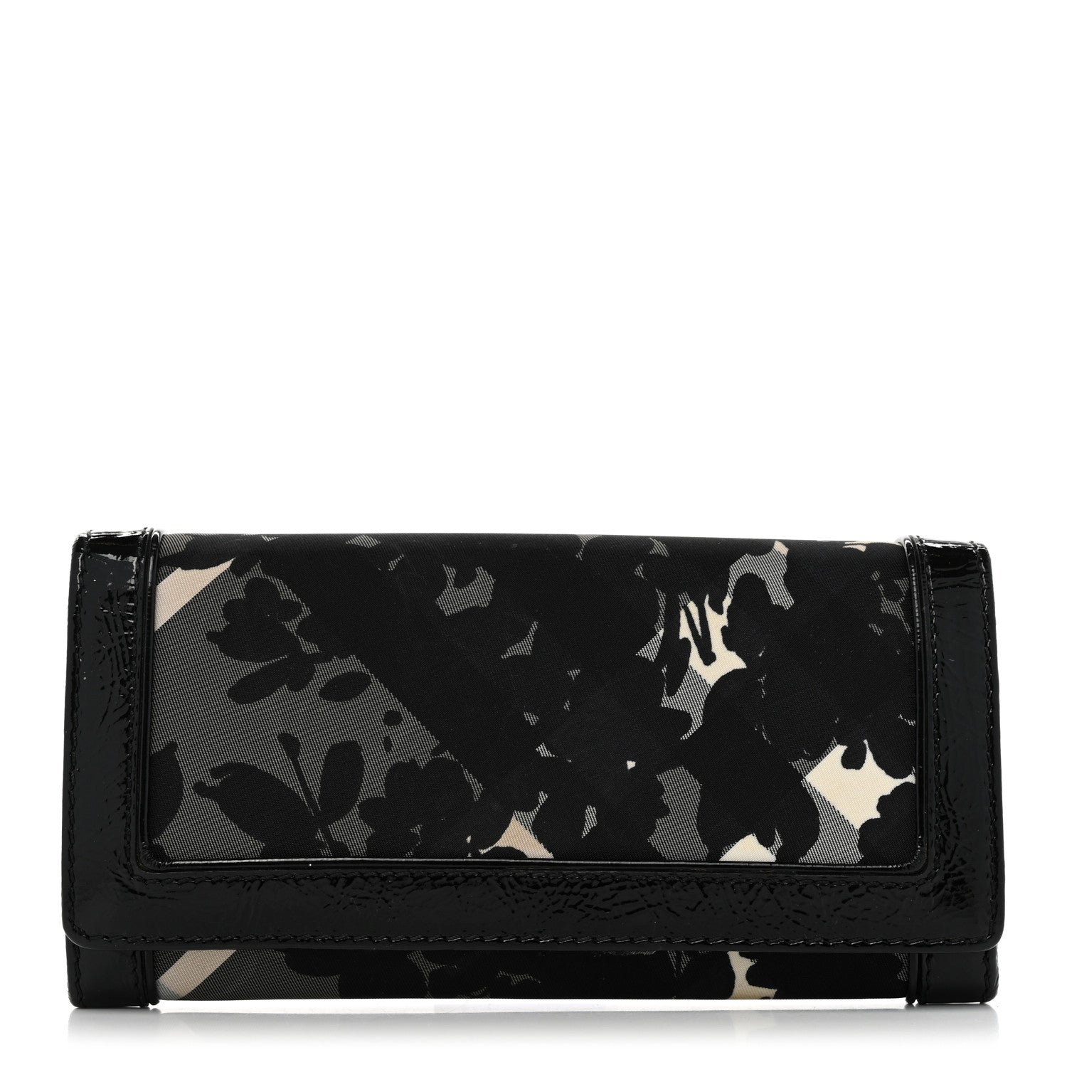 Burberry Nylon Beat Check Floral Continental Wallet Black 1 of 7