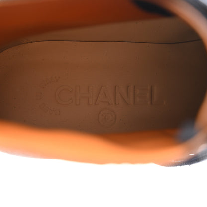 Chanel Coated Canvas Lace Up Cap Toe Boots 38.5 Blue Fonce 7 of 8