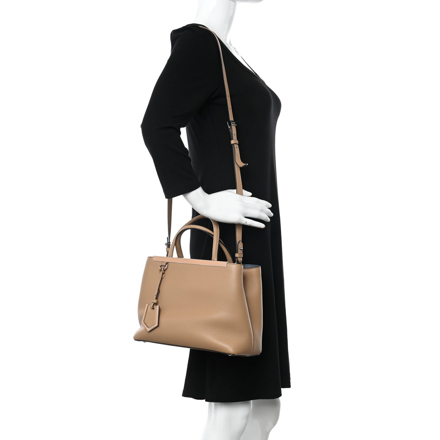 Fendi Vitello Dolce Century Petite 2Jours Tote Cuoio Tempesta 2 of 14
