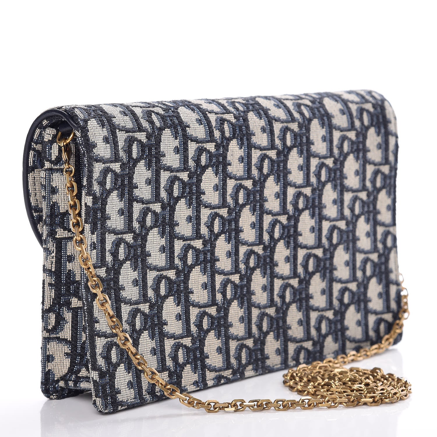 Christian Dior Oblique Saddle Chain Pouch Blue 4 of 12