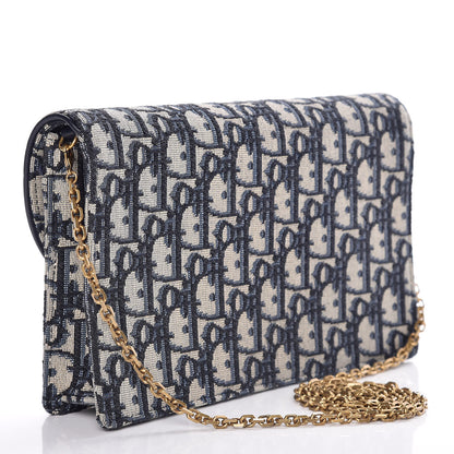 Christian Dior Oblique Saddle Chain Pouch Blue 4 of 12