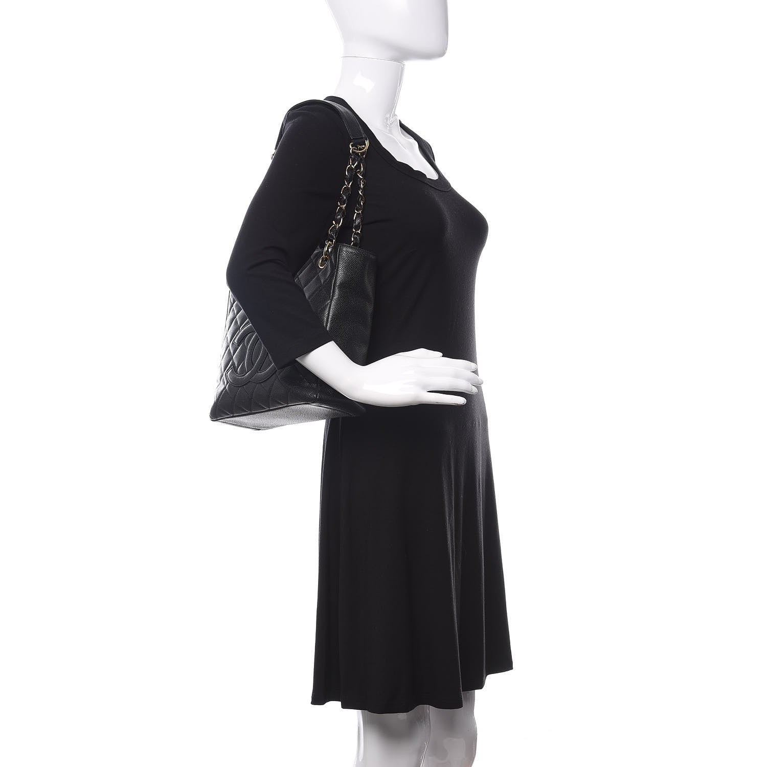 Chanel Caviar Quilted Petit Shopping Tote PST Black 2 of 9