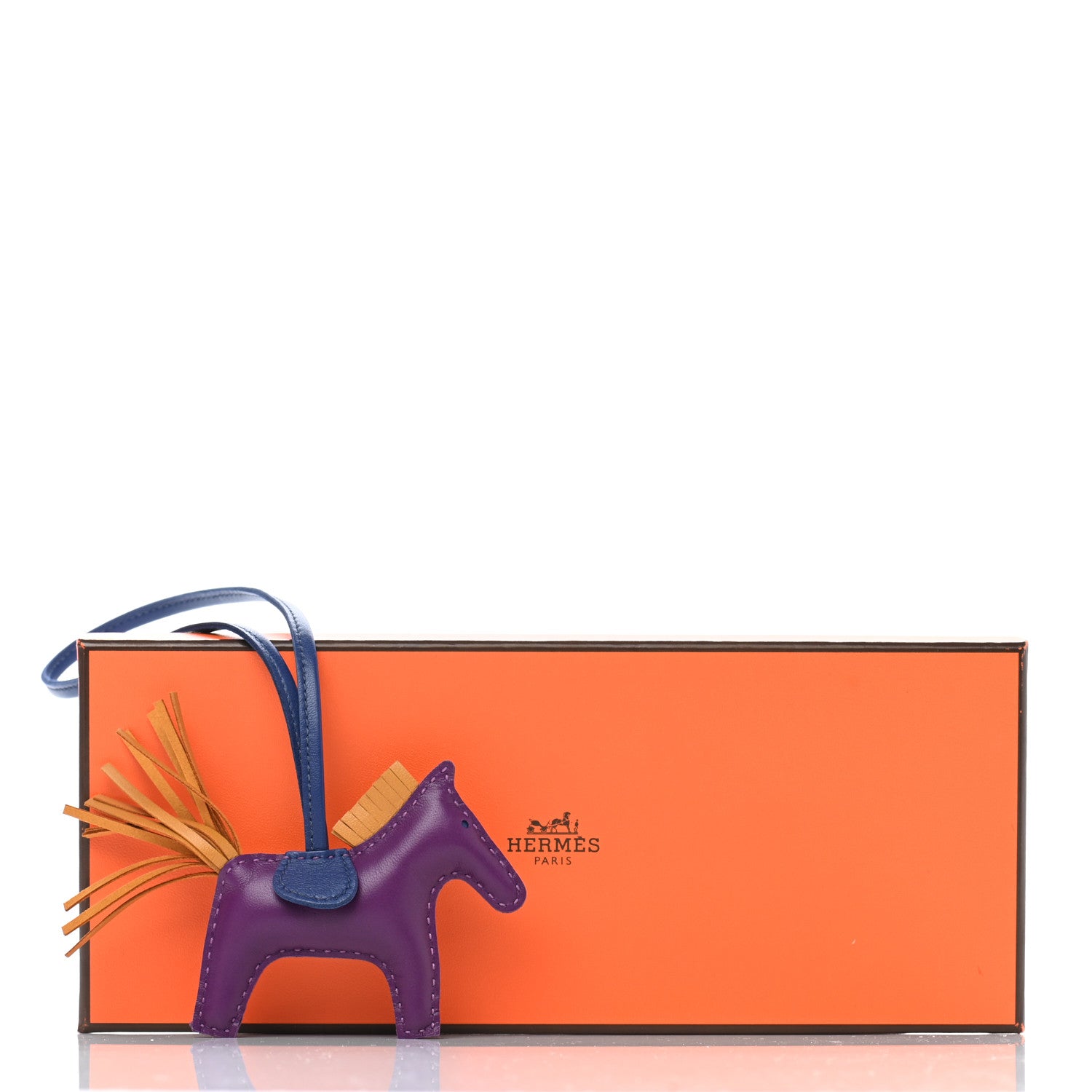 Hermes Milo Lambskin Grigri Rodeo Horse Bag Charm PM Violet Sesame Bleu Saphir 4 of 4