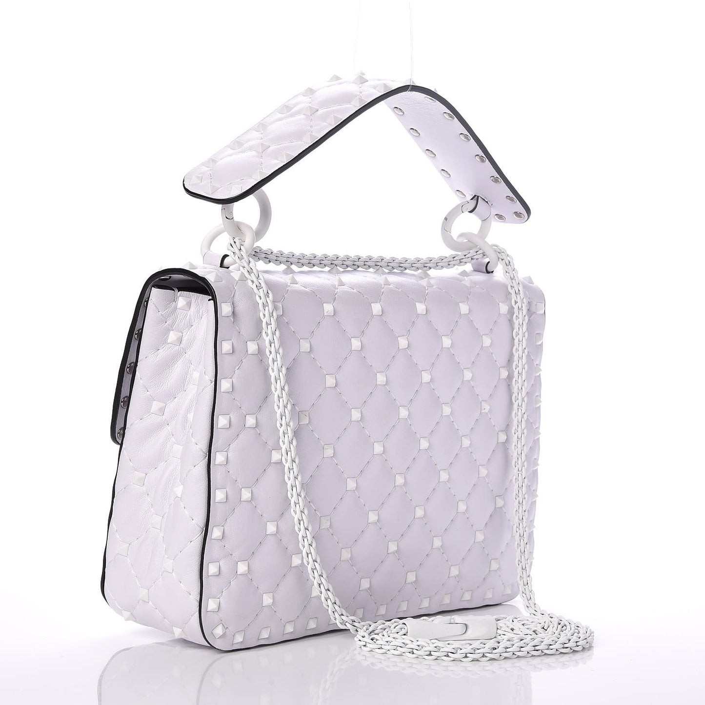 Lambskin Medium Free Rockstud Spike Shoulder Bag Optic White
