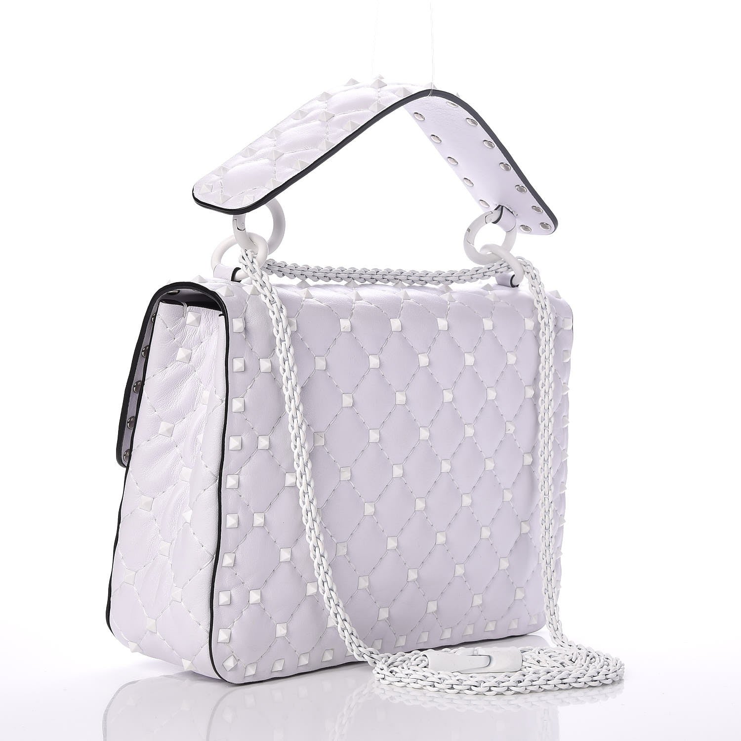 Valentino Garavani Lambskin Medium Free Rockstud Spike Shoulder Bag Optic White 3 of 6