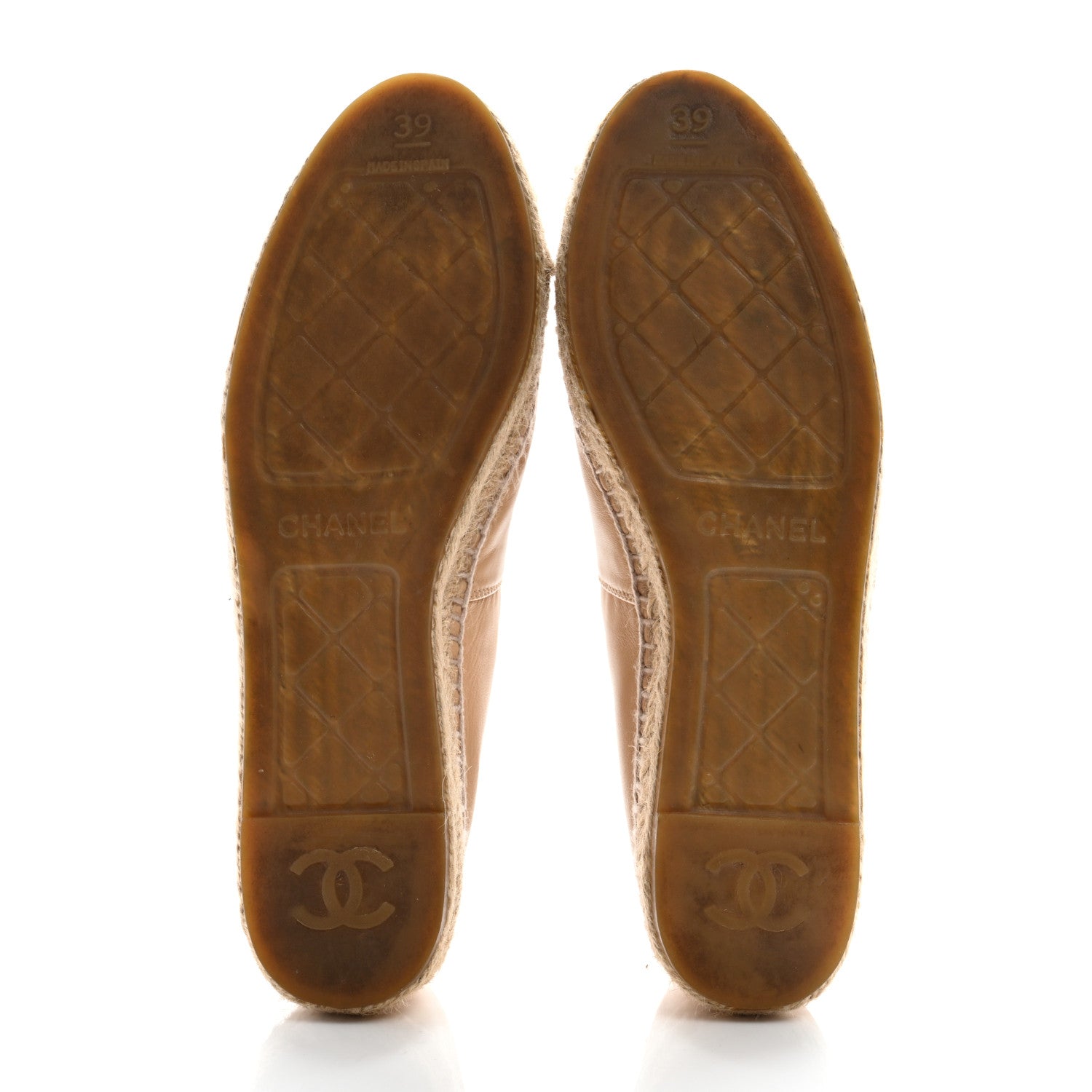 Chanel Lambskin CC Espadrilles 39 Beige Black 6 of 10