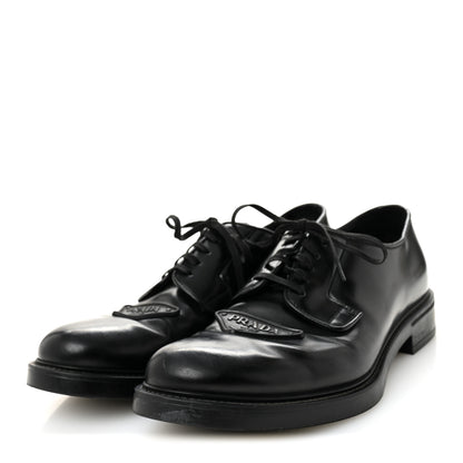 Prada Spazzolato Triangle Mens Derby Loafers 8 Black 3 of 8