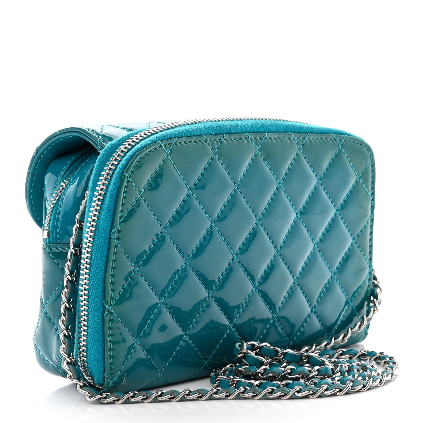 Patent Brilliant Mini Flap WOC Bag Blue