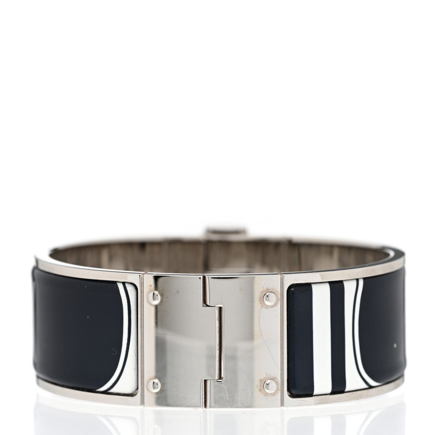 Hermes Enamel Printed Wide Les Coupes Tattoo Hinged Bracelet S Positif Negatif 3 of 4