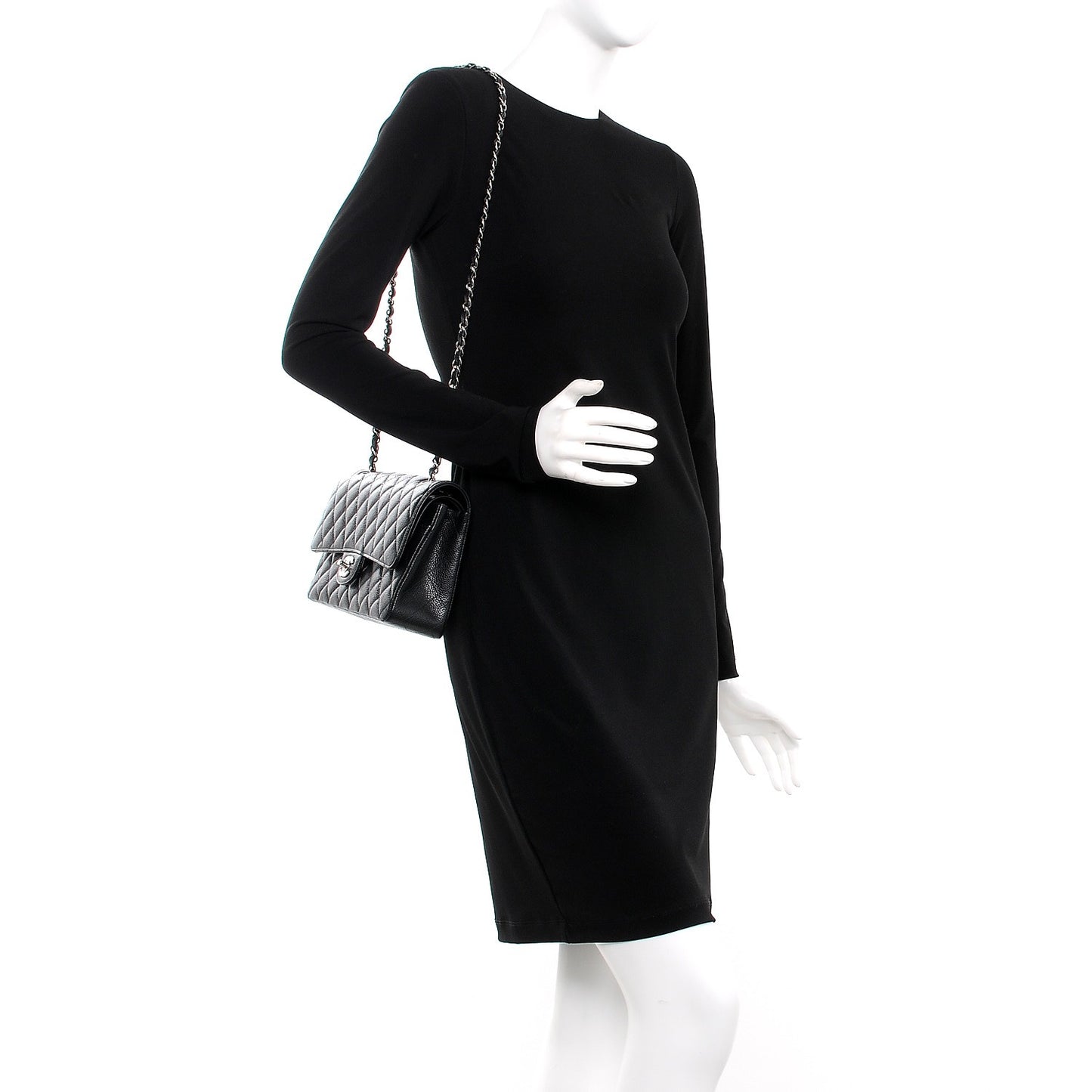 Caviar Quilted Medium Double Flap Black