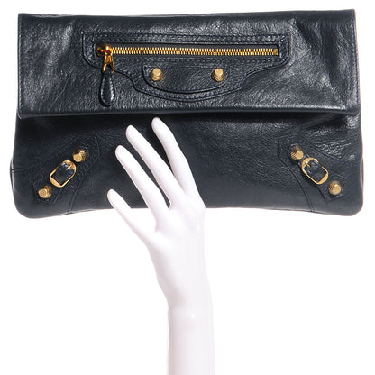 Balenciaga Agneau Giant 12 Gold Hardware Envelope Clutch Anthracite 2 of 13