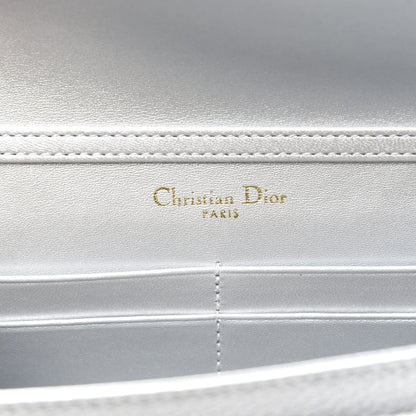 Christian Dior Metallic Grained Calfskin Diorama Wallet on Chain Pouch Silver 6 of 9