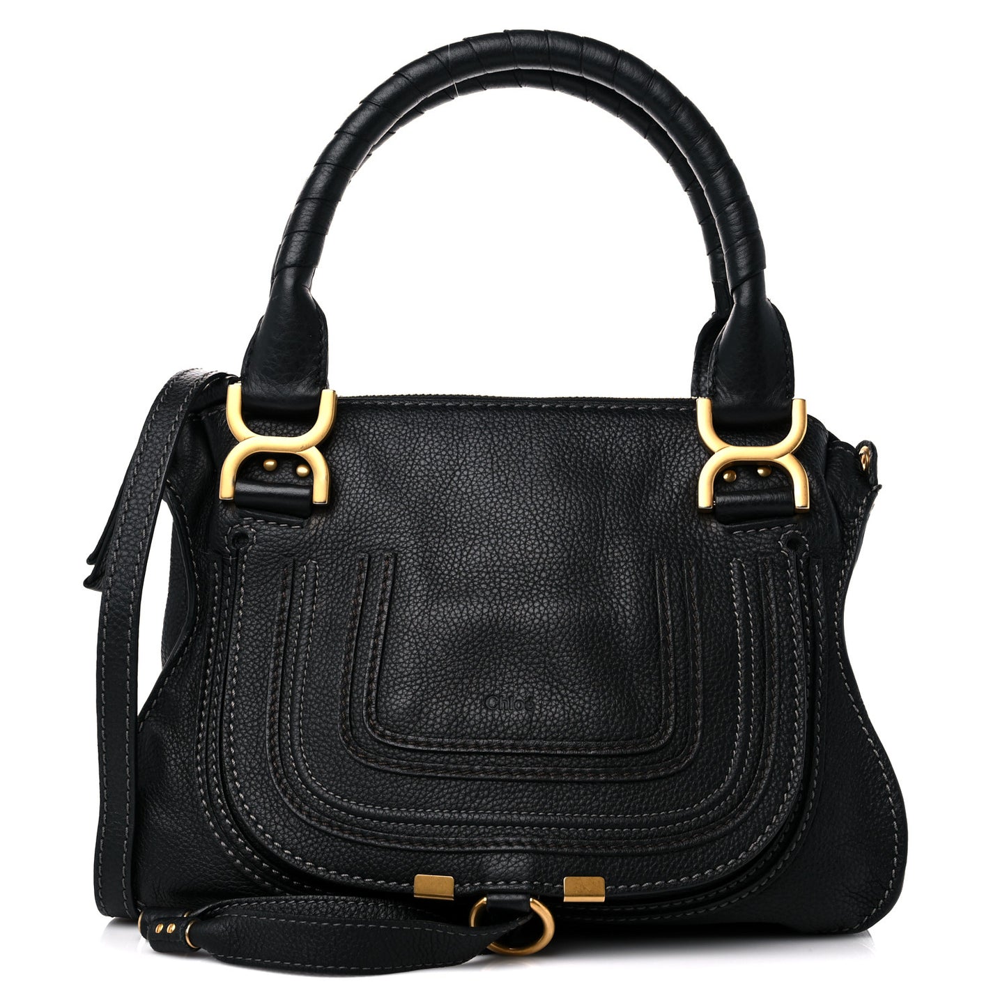 Calfskin Small Marcie Satchel Black