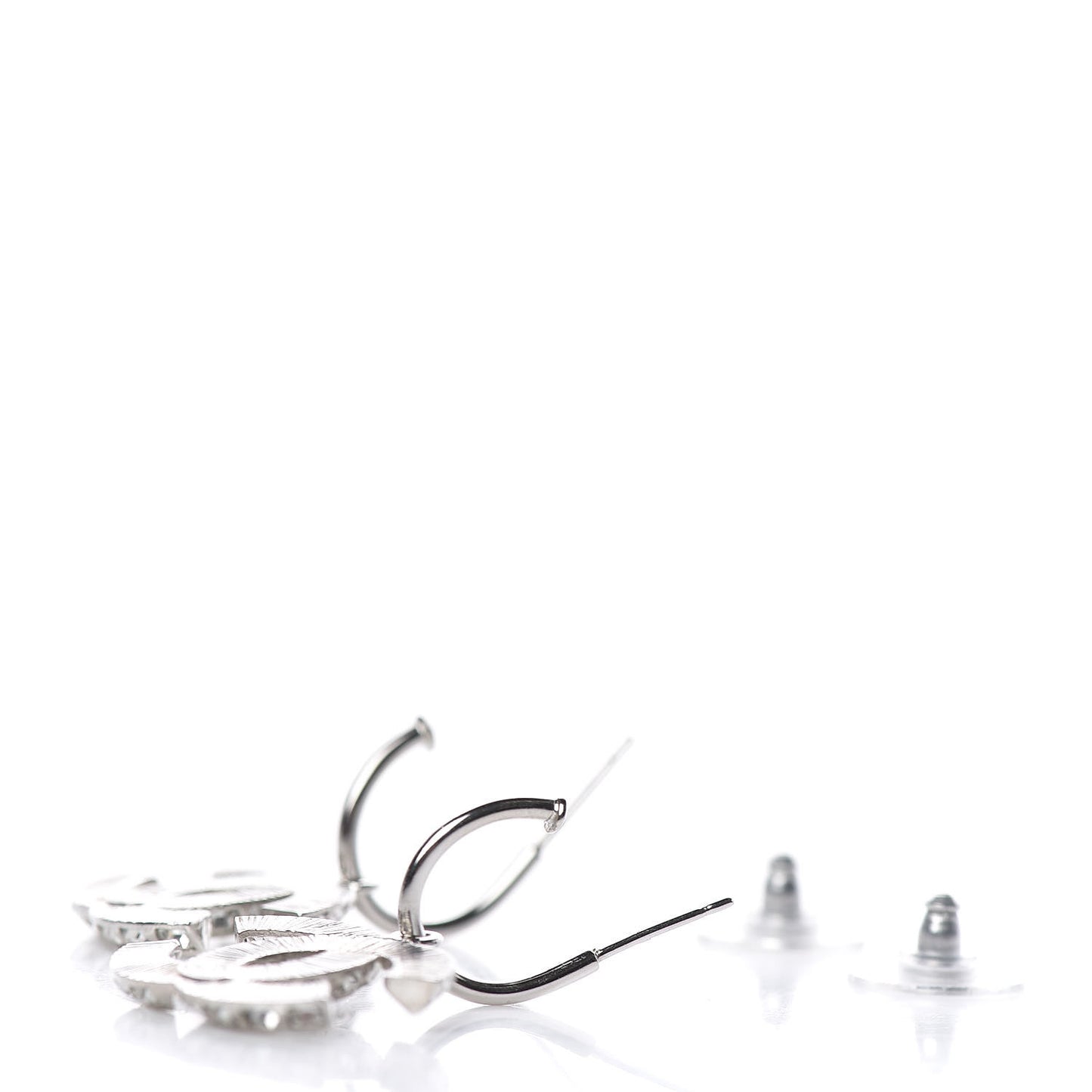 Baguette Crystal CC Dangle Earrings Silver