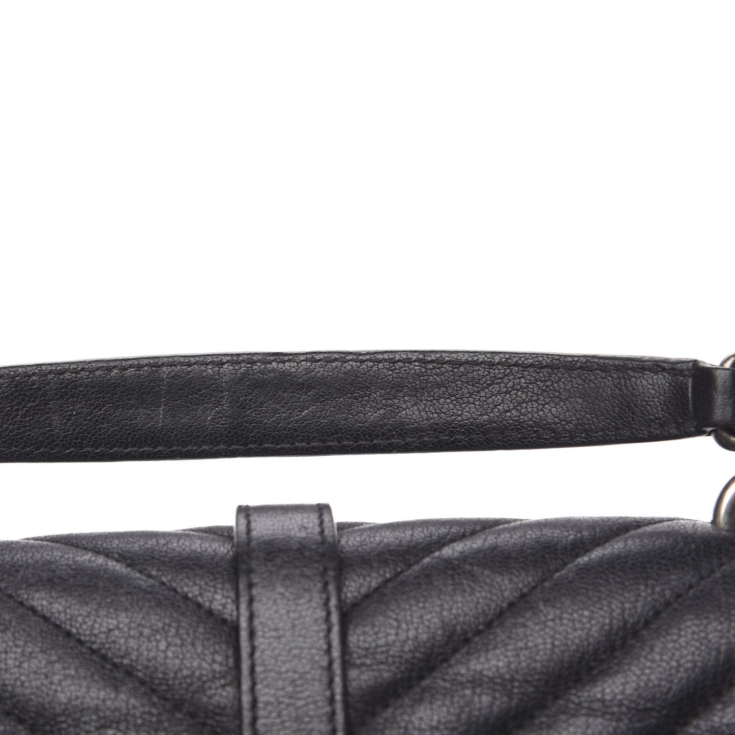 Sheepskin Matelasse Chevron Monogram Medium College Bag Black