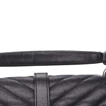 Saint Laurent Sheepskin Matelasse Chevron Monogram Medium College Bag Black 15 of 15