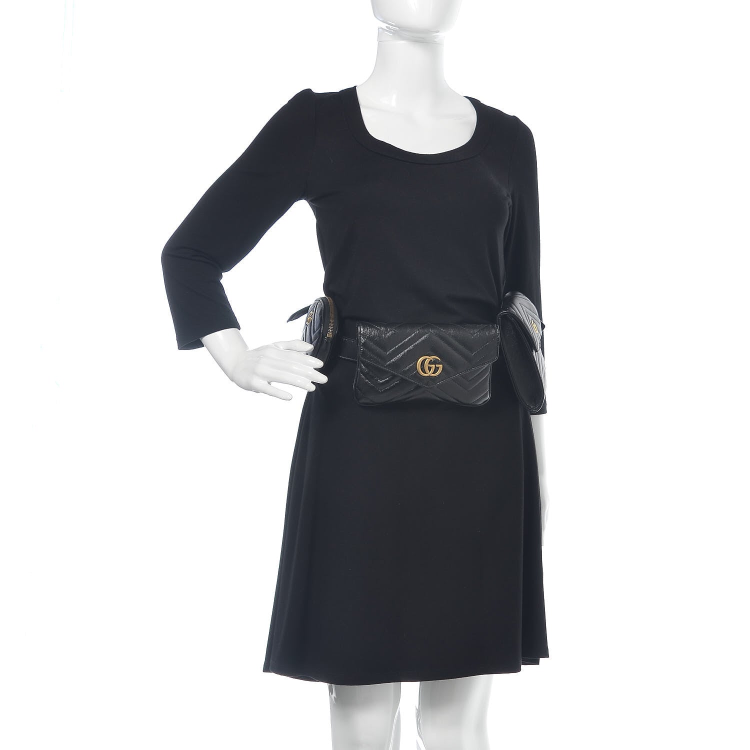 Gucci Calfskin Matelasse GG Marmont 2.0 Multi Belt Bag 85 34 Black 2 of 14