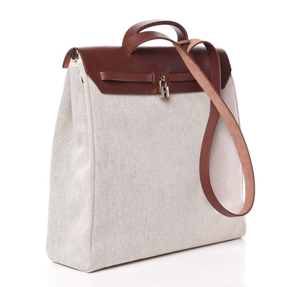Hermes Toile Calfskin Herbag 39 GM Natural 4 of 18
