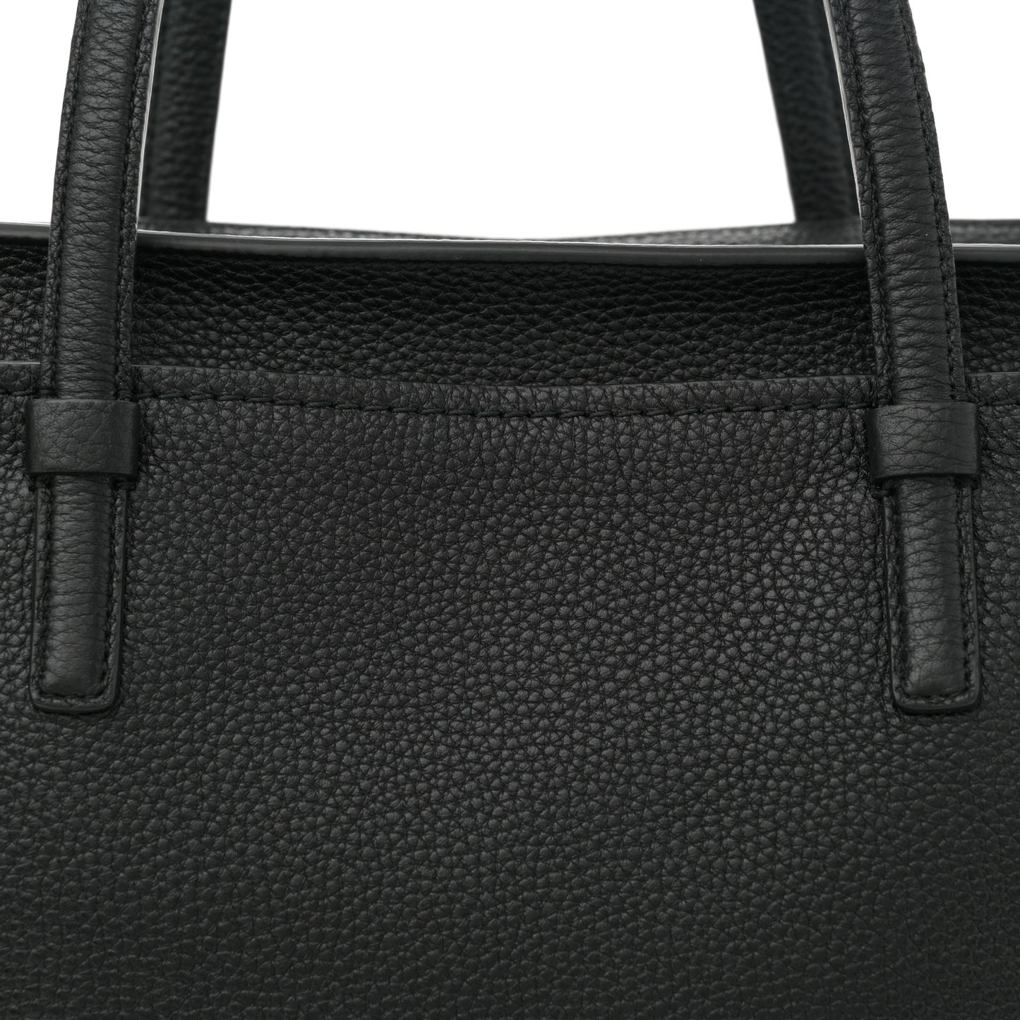 Hammered Calfskin Double Handle Medium Amy Tote Black