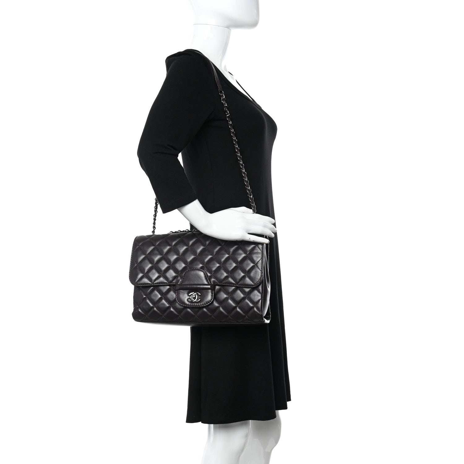 Chanel Lambskin Quilted Jumbo Coco Loop Flap Burgundy 2 of 14