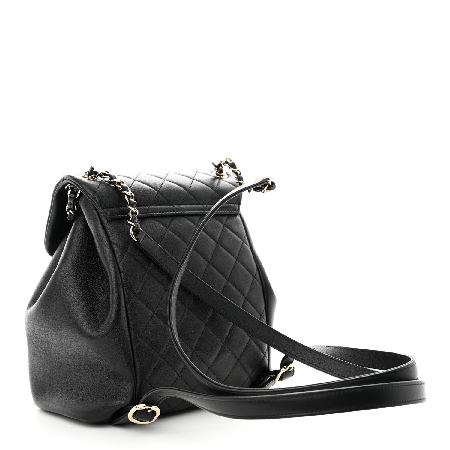 Chanel Lambskin Quilted Large Duma Drawstring Backpack Black 3 of 10
