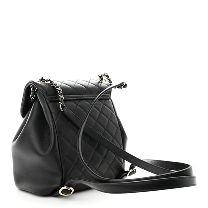 Chanel Lambskin Quilted Large Duma Drawstring Backpack Black 3 of 10
