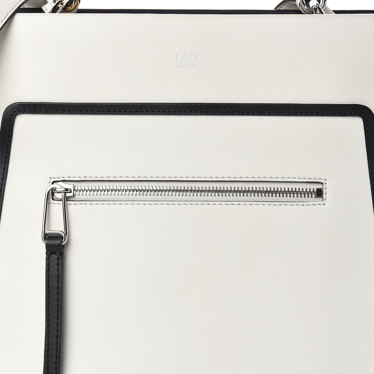 Vitello Century Opaco F is Fendi Bi-Color Regular Runaway Satchel White Ice Black