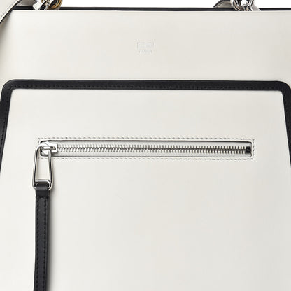 Fendi Vitello Century Opaco F is Fendi Bi-Color Regular Runaway Satchel White Ice Black 9 of 12