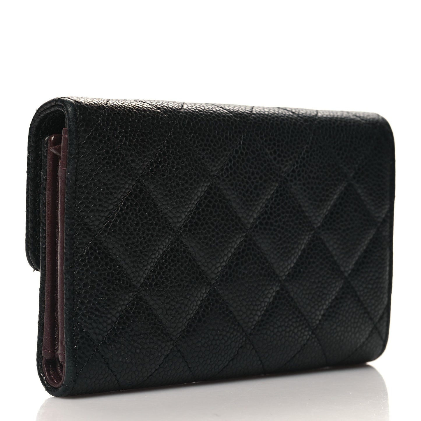Caviar Quilted Medium Flap Wallet Black