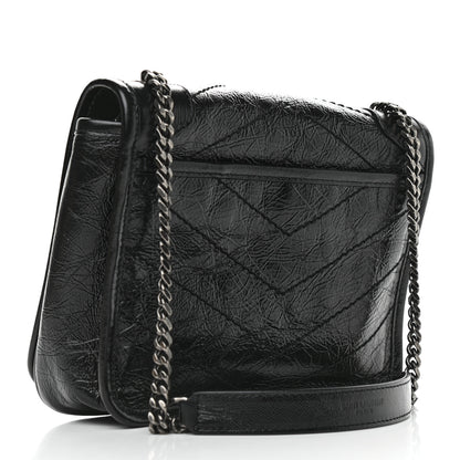 Saint Laurent Crinkled Calfskin Matelasse Monogram Niki Chain Wallet Black 3 of 10