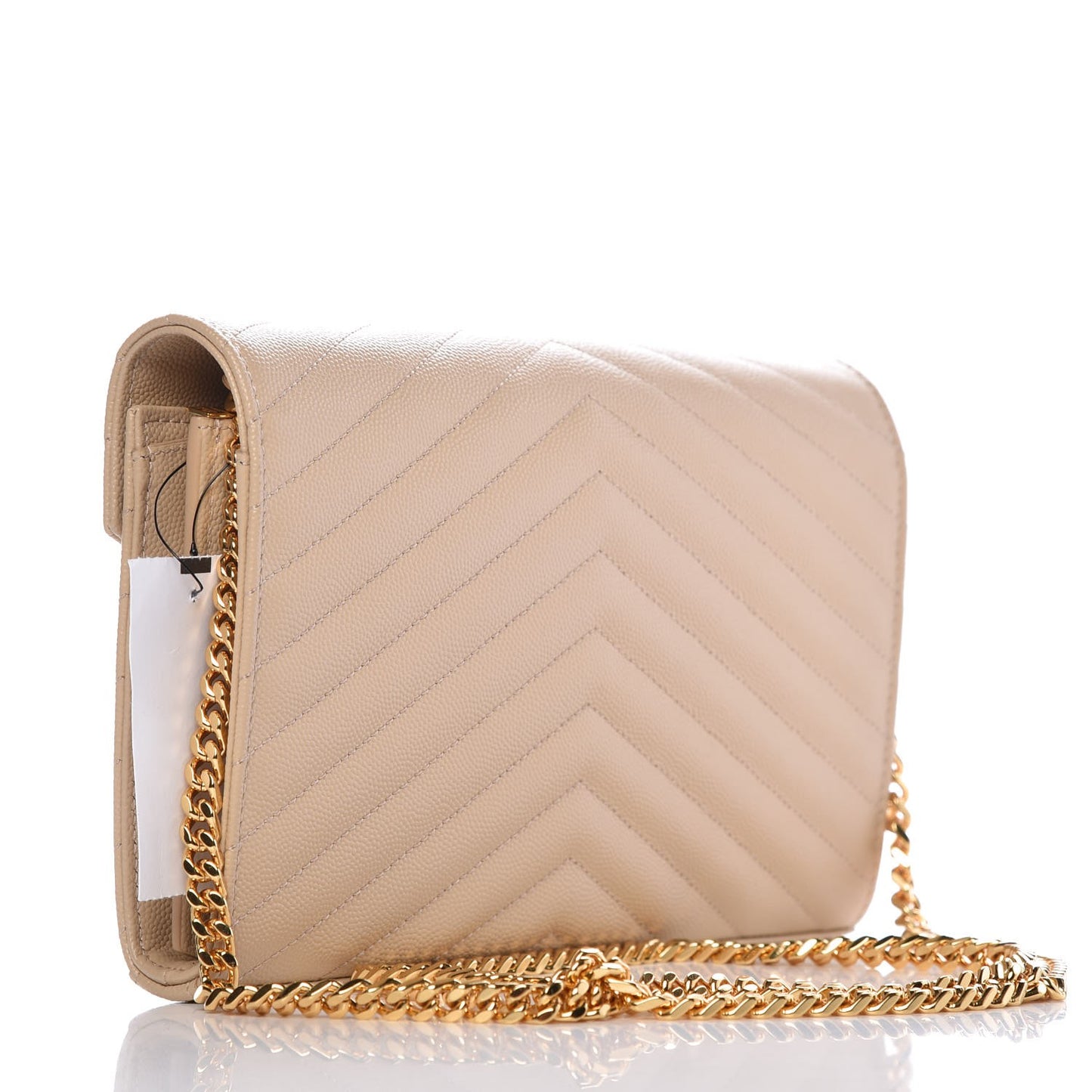 Grain De Poudre Matelasse Chevron Monogram Chain Wallet Nude Powder
