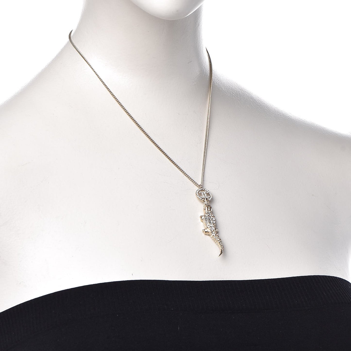 Crystal CC Alligator Necklace Gold