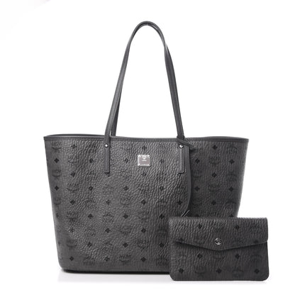MCM Visetos Medium Liz Reversible Shopper Tote Phantom Grey 1 of 12
