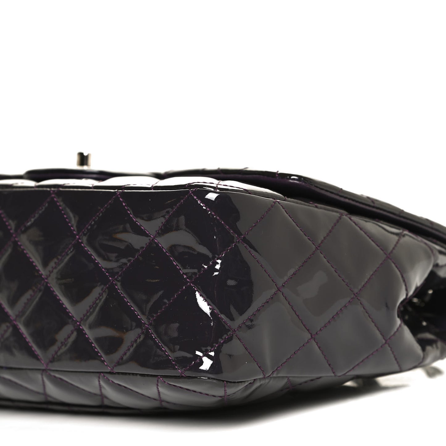 Patent Quilted Jumbo Single Flap Dark Purple