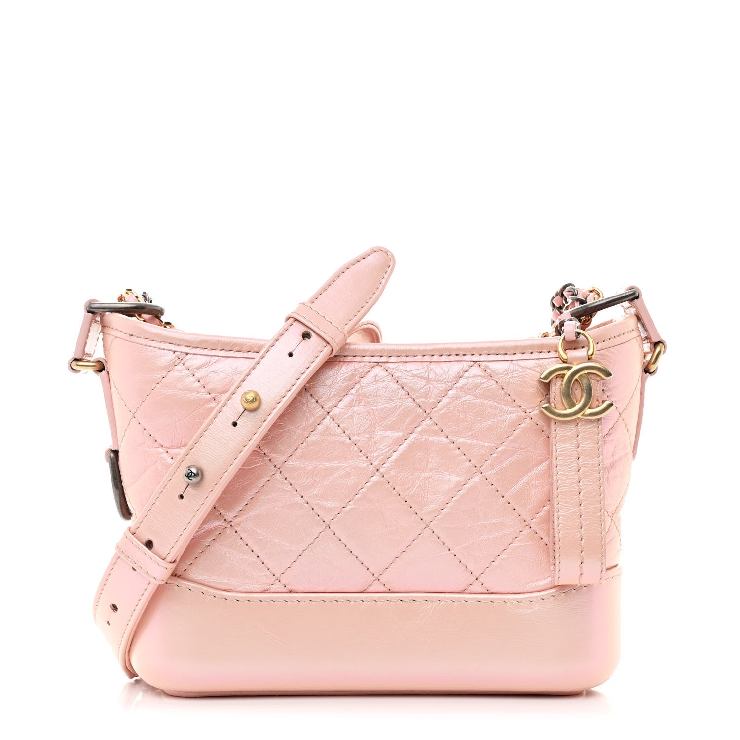 Chanel Iridescent Aged Calfskin Quilted Small Gabrielle Hobo Rose 1 of 11