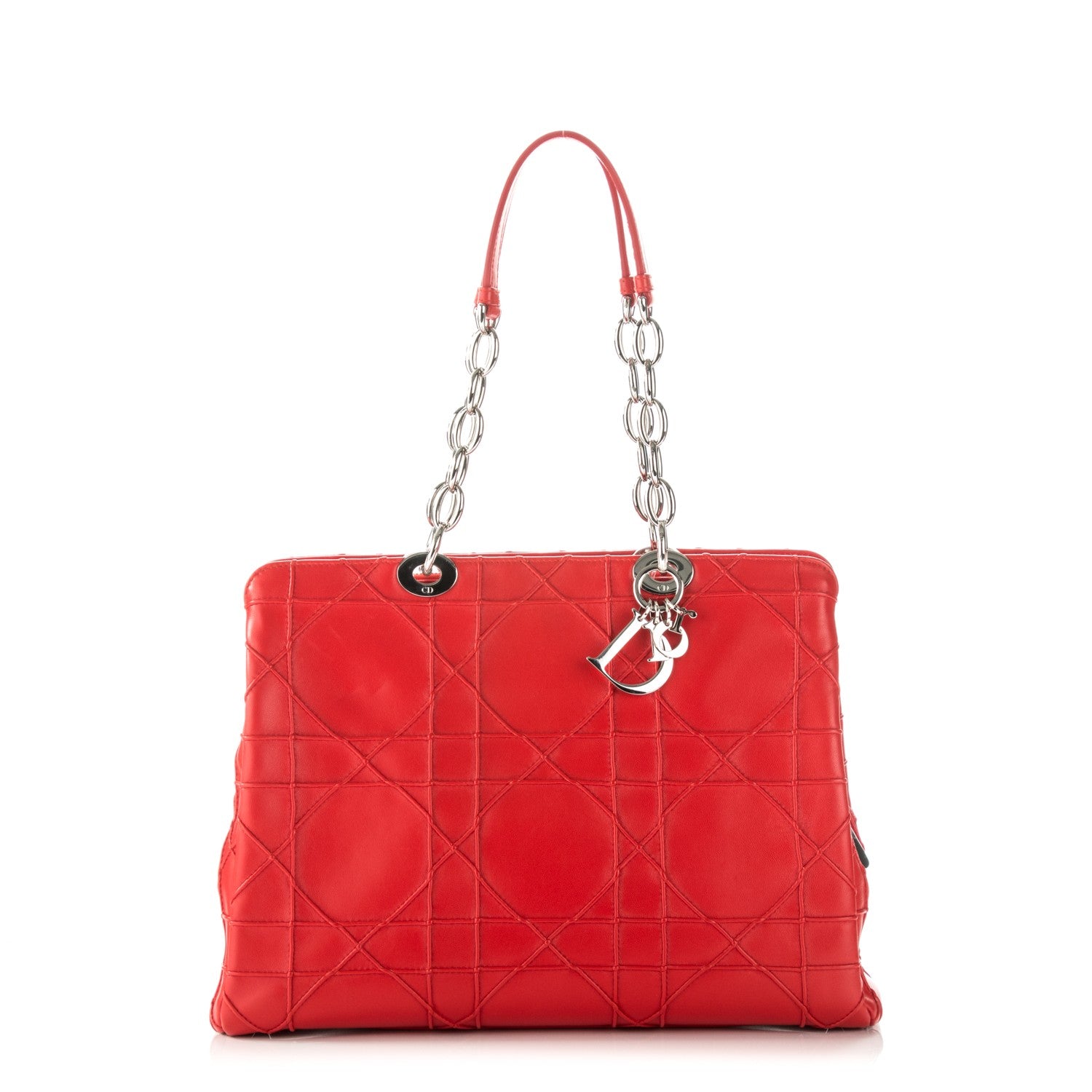 Christian Dior Lambskin Cannage Large Dior Soft Tote Red 1 of 9