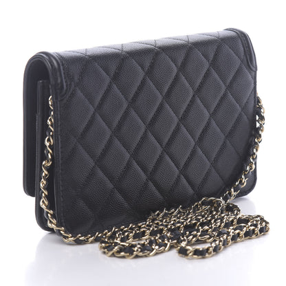 Chanel Caviar Quilted CC Filigree Wallet On Chain WOC Black 3 of 12