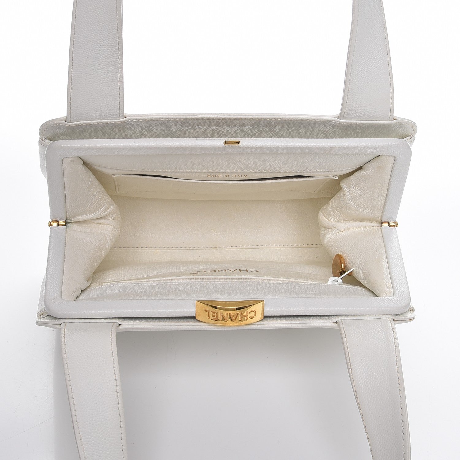 Chanel Caviar CC Frame Evening Bag White 5 of 12