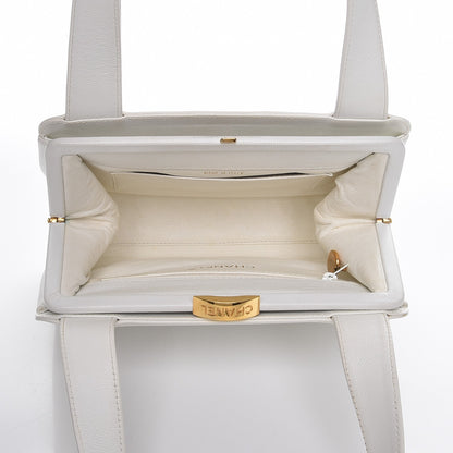 Chanel Caviar CC Frame Evening Bag White 5 of 12