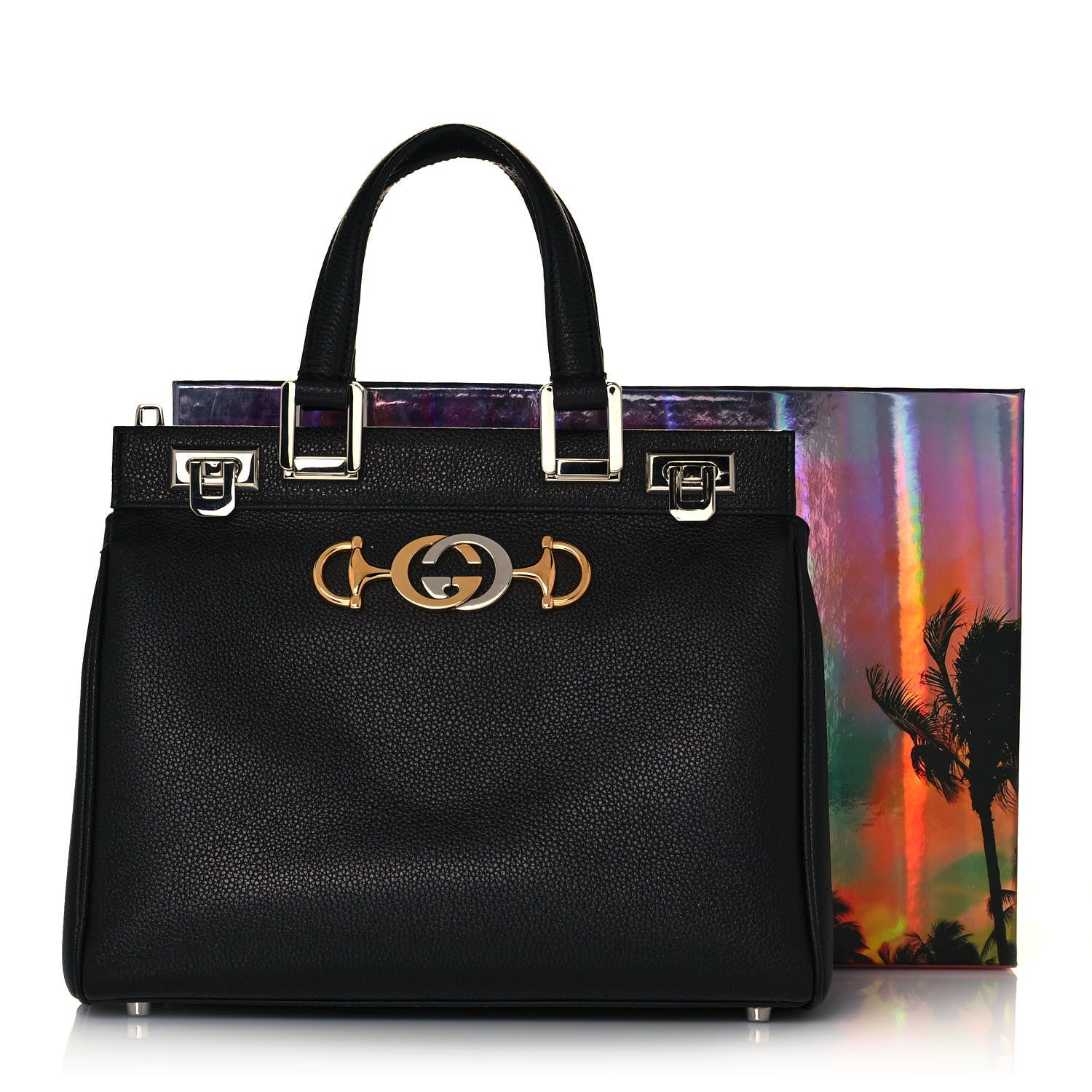 Gucci Grainy Calfskin Small Zumi Top Handle Bag Black 13 of 13