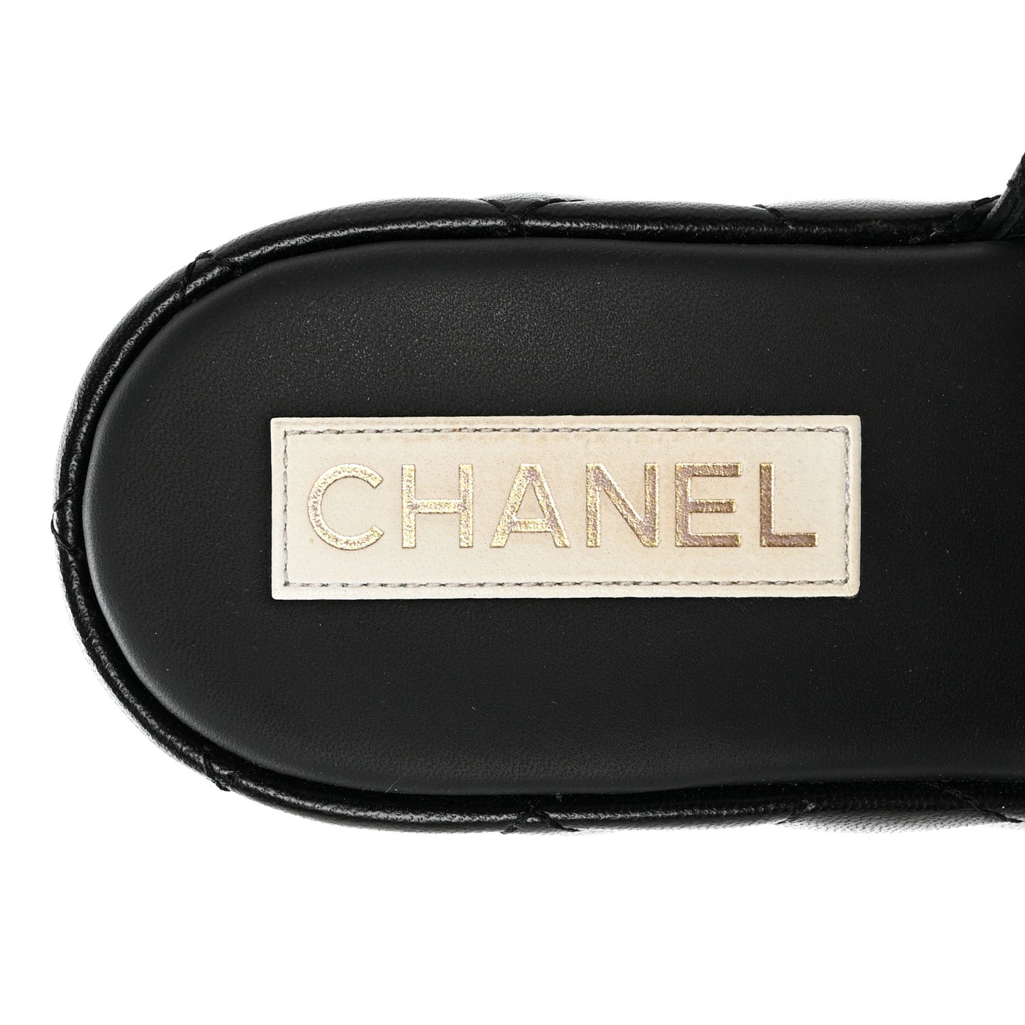 Lambskin Quilted CC Mules Wedge Sandals 39 Black