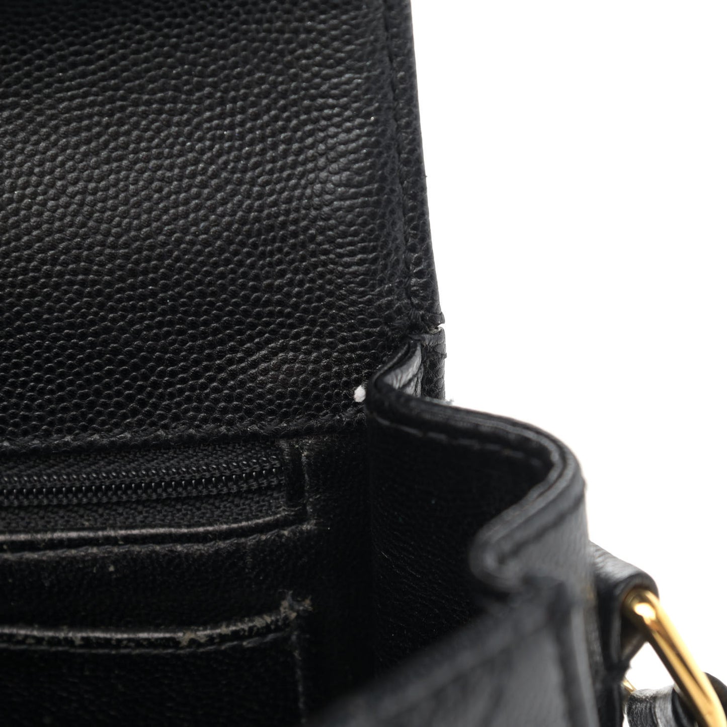 Caviar Diamond Stitched Flap Shoulder Bag Black