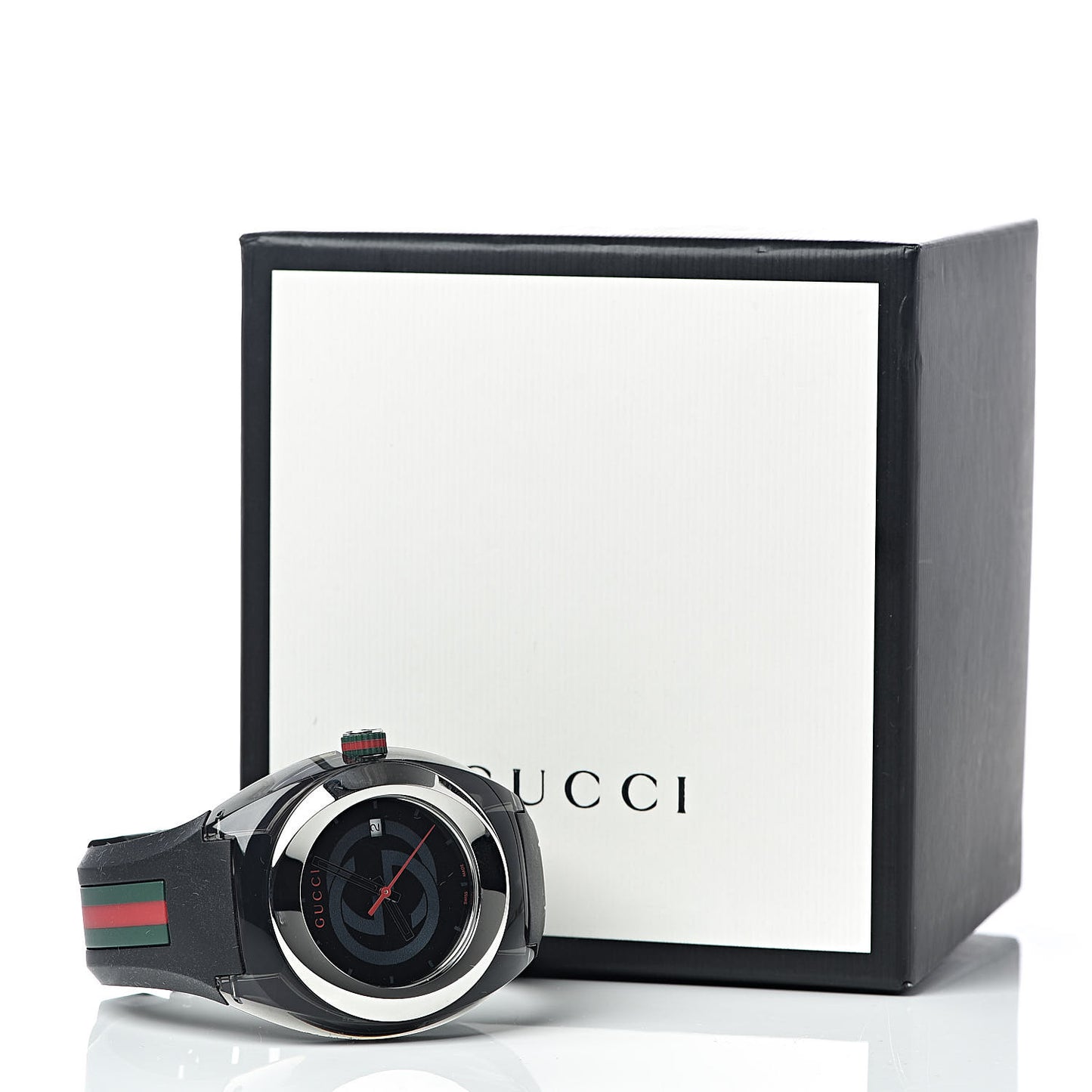 Stainless Steel Rubber 46mm Sync Web Quartz Watch Black