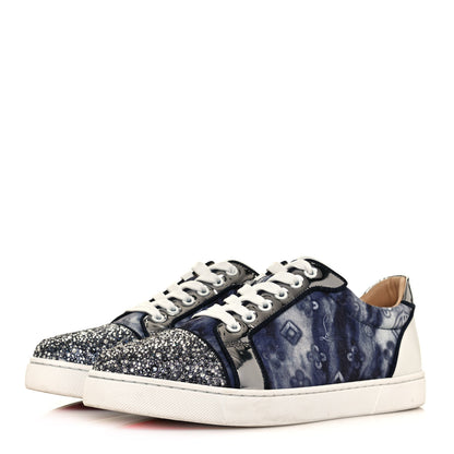Christian Louboutin Calfskin Cotton Vieira Strass Womens Orlato Flat Sneakers 40 Multicolor 3 of 9