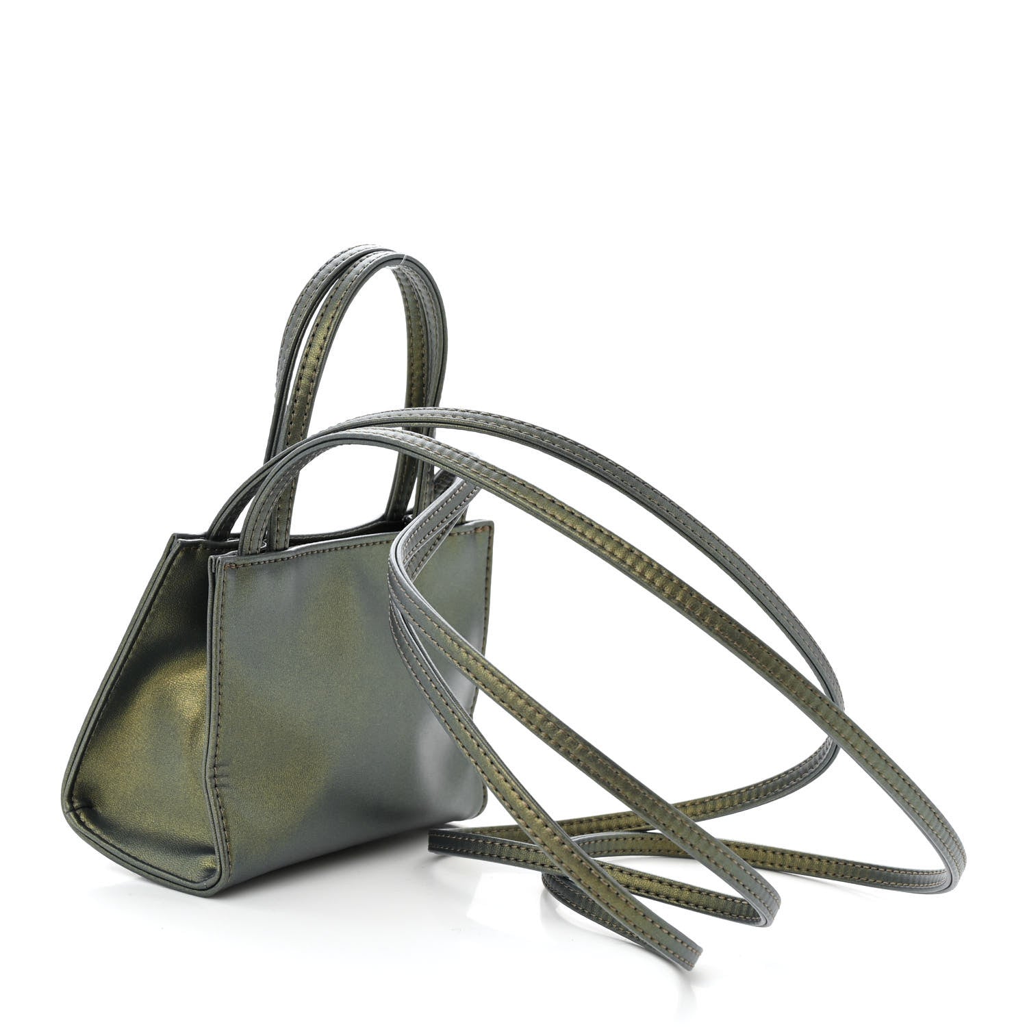 Telfar Metallic Vegan Leather Small Shopping Bag Acid 3 of 10