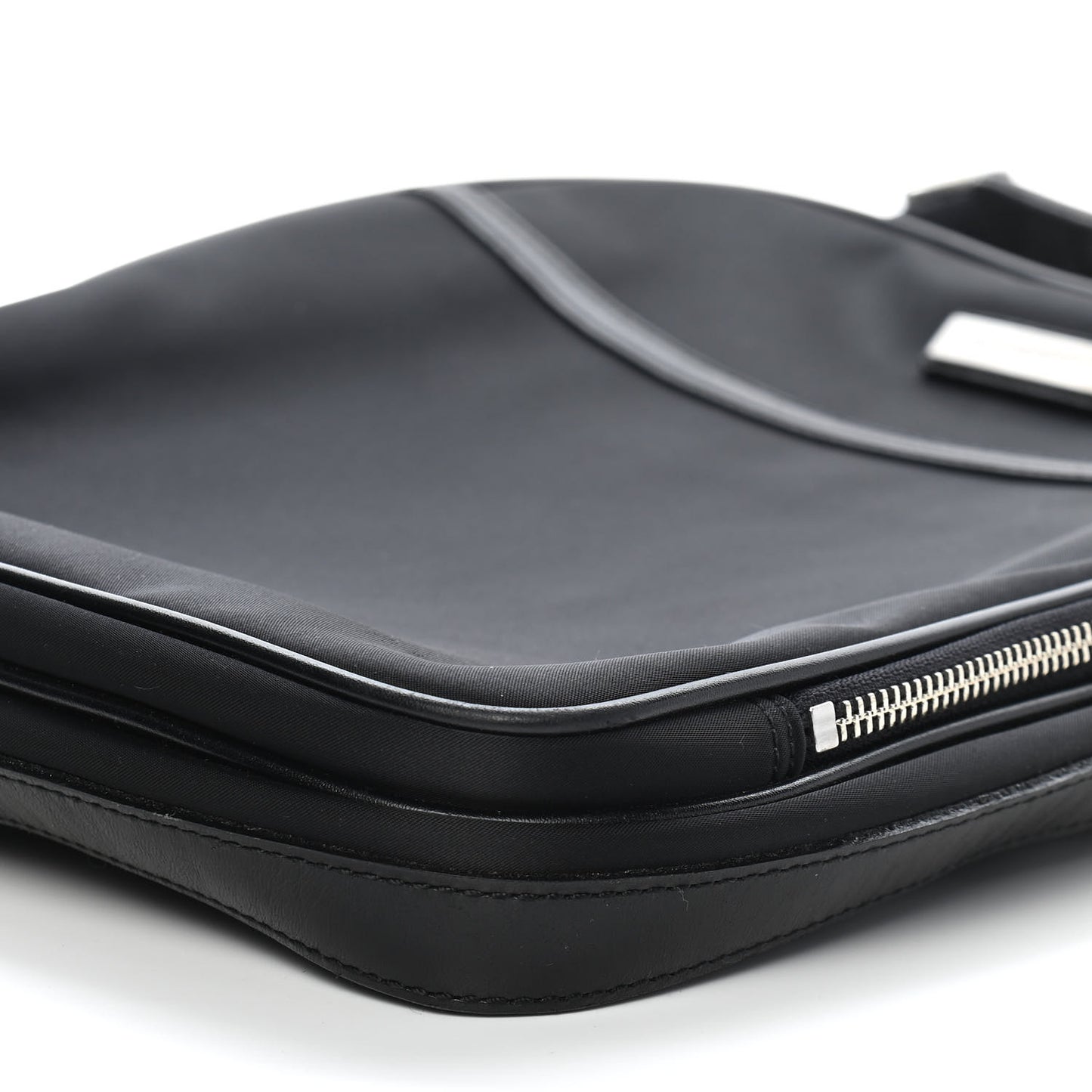 Nylon Zip Top Messenger Bag Black